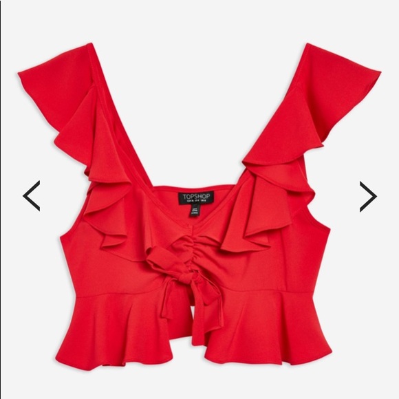 Topshop red frill crop top - Picture 1 of 9